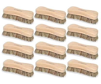 All-Natural Wooden Scrub Brush Set – 12 Pack | Heavy-Duty Palmyra Bristle Cleaning Brushes for Commercial and Industrial Use | Floor, Tile, Grout and Workshop Scrubber | Bulk Cleaning Supply