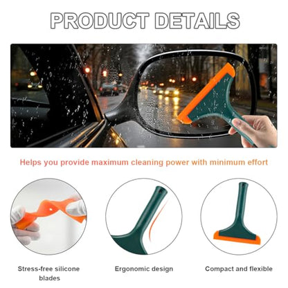 KVAEY Small Silicone Window Squeegee, 5.9 Inch Car Windshield Water Blade Squeegee with Non-Slip Handle, All-Purpose Cleaning Squeegee for Car Windshield, Window, Mirror (Black Green) - color: Black Green