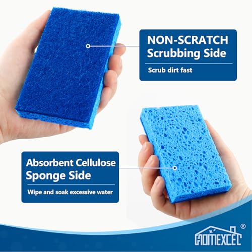 HOMEXCEL Sponges Kitchen 24pcs, Non-Scratch Scrub Dish Sponge Safe on Non-Stick Cookware, Dual Sided Cleaning Sponges for Kitchen, Household, Bathroom and More - color: Blue-rectangle