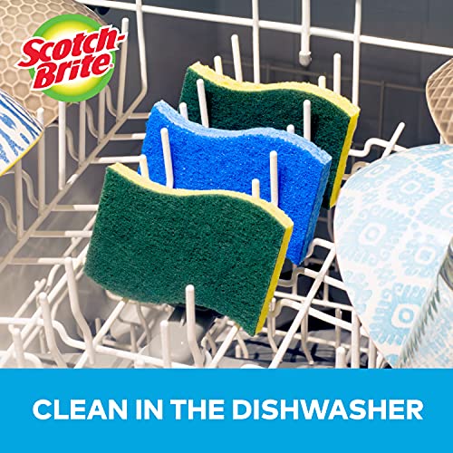 Scotch-Brite No Scratch Scrub Sponges, Blue, 4-1/2 x 2-1/2 x 7/10 in (Pack of 2) - size: 2.8" x 4.5" (Pack of 2)