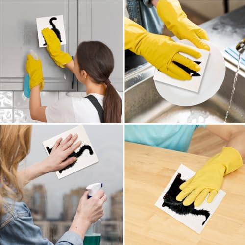 2 Pcs Adorable Cat Swedish Dishcloths, Swedish Dishcloths for Kitchen Home, Super Absorbent Cellulose Sponge Cloths Cleaning Towels, Reusable Paper Towels Cat Lover Gifts 2 - color: Lm 861