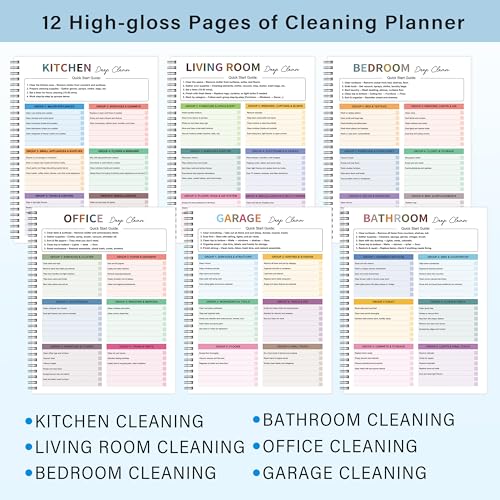 Cleaning Schedule for Adults - Checklist Organizer, Household Cleaning Checklist Notebook, 8.5" x 11", Daily Weekly Monthly Household Cleaning Notebook for Home, Family Cleaning Tasks, Home Improvement