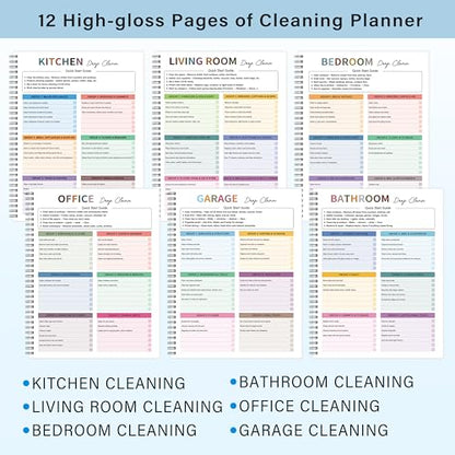 Cleaning Schedule for Adults - Checklist Organizer, Household Cleaning Checklist Notebook, 8.5" x 11", Daily Weekly Monthly Household Cleaning Notebook for Home, Family Cleaning Tasks, Home Improvement