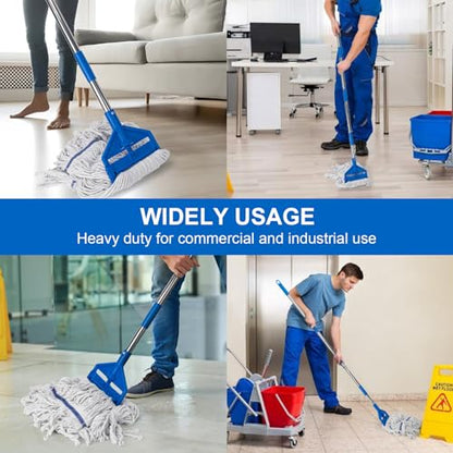 KeFanta Commercial Mop 60 inch Heavy Duty Industrial Wet Mops with Long Handle,Looped-End String Cotton Mop for Home, Kitchen,Garage,Office and Concrete/Tile Floor Cleaning - size: Industrial Mop