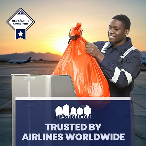 Plasticplace 42 Gallon Trash Bags |3.0 Mil | Orange Heavy Duty Contractor Trash Bags | 33" x 48", 50 Count (Pack of 1) - size: 33" x 48", style: 42 Gallon, 3.0 Mil