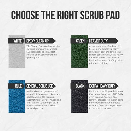Scrub Doctor 6-Pack of 10 x 4.5 x 1 in. Large Black Scrub Pads and Scrub Pad Holder Scrub-HLD-L-BLK-6, Maximum Abrasion Scrubbing Pads for Cast Iron Pots, BBQ Grills, Oven Cleaning, and Paint Removal