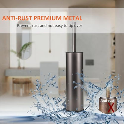 Toilet Brush and Holder Set Premium Material Toilet Bowl Cleaner Free Standing Toilet Bowl Brush and Holder 1pack Gun Grey - color: Gun Grey