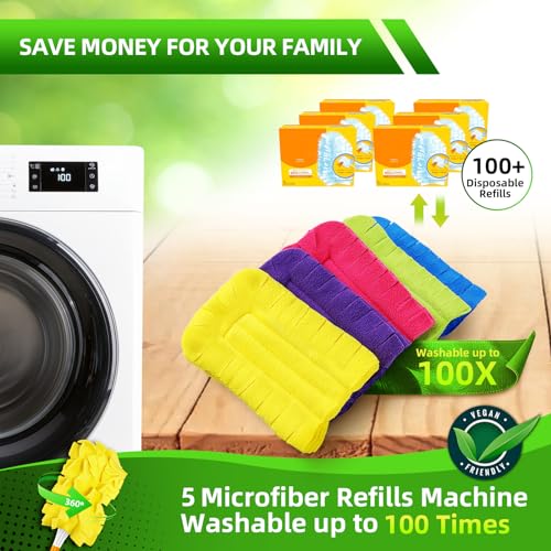 Reusable Duster Refill Compitable with Swiffer Duster - Washable Heavy Duty Dusters Refills 360 for Swiffer Duster Handle & Super Extender Handle, 4 Pack - color: 4 Pack
