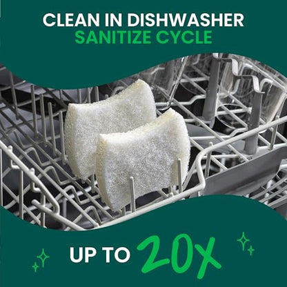 Scotch-Brite Greener Clean Non-Scratch Scrub Sponge, 6 Nonscratch Kitchen Sponges for Cleaning Around the Home, Bathroom & More, Most Durable Recycled Dish Scrubber, Best for Nonstick Pots and Pans