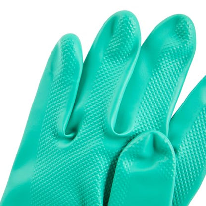 Restaurantware-Clean Tek Professional 15 Mil Medium Cleaning Gloves, 1 Pair Of Long Cuff Gloves - Flock Lining, No-Powder, Green Nitrile Chemical Tolerant Gloves, No-Latex, Heavy-Duty Tasks - color: Green, size: Medium