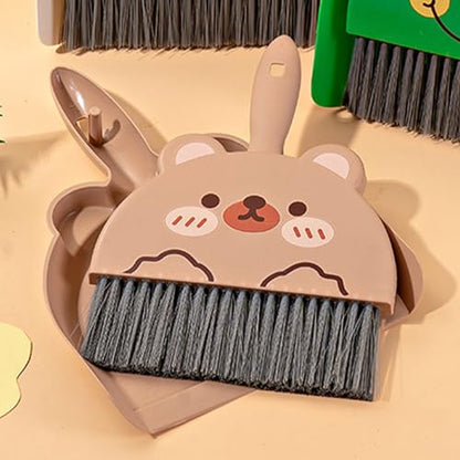 Mini Dustpan and Brush Set, Cartoon Portable Cleaning Broom with Dust Pan, Handheld Dust pan with Cleaning Brush Combo for Desk Keyboard Countertop (Bear) - size: Bear