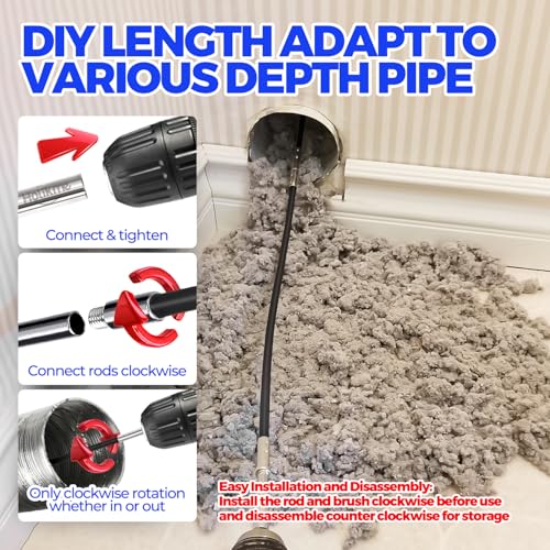 Holikme 15 Feet Dryer Vent Cleaner Kit, Lint Remover, Extends Up to 15 Feet, Synthetic Brush Head, Use with or Without a Power Drill,Black - color: Black