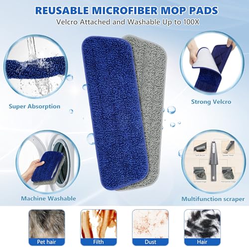 Spray Mops for Floor Cleaning - BPAWA Microfiber Floor Mop Flat Wet Mop Dry Dust Mop for Hardwood Laminate Wood Tile Vinyl Kitchen Bathroom Floors with 4 Washable Pads Reusable 550ML Refillable Bottle