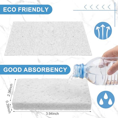 Zhengmy 200 Pieces Sponges Bulk Sponges Kitchen Compressed Sponge Natural Dish Sponge Compressed Wood Pulp Cleaning Without Scratching for Kitchen Bathroom, 3.9 x 2.4 x 0.12 Inch (White) - color: White
