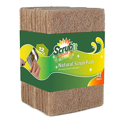 SCRUBIT Natural Scouring Pads (12 Pack) - Eco Friendly Scrubbing Pads for Kitchen Cleaning, Dishes, and Pots - Non-Scratch Kitchen Scrubbers - 100% Natural Sisal Fibers (12 Pack) - size: 6 Count (Pack of 2)