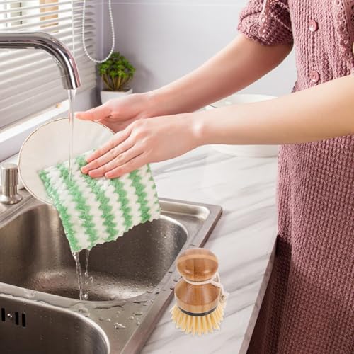 Totority 2pcs Palm Scrub Brush Dish Scrubber Handle Kitchen Cleaning Brush for Pots Pans Sink Black Multifunctional Set