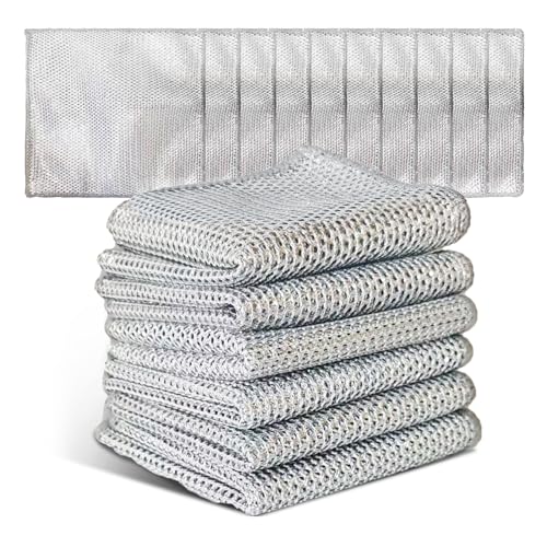 Large Size Non Scratch Steel Wire Dishwashing Rags and Steel Scrubber,Substitute for Steel Wool Scrubbers,Kitchen Cleaning Cloths, Multifunctional Wire Dishcloth for Pots,Pans,Dishs,Flatwarel - size: 11.8"L x 11.8"W
