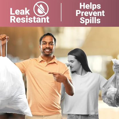 220 Count Heavy - Duty 13 Gallon Drawstring Trash Bags – Tear-Resistant Bags for Kitchen, Office, and Commercial Use