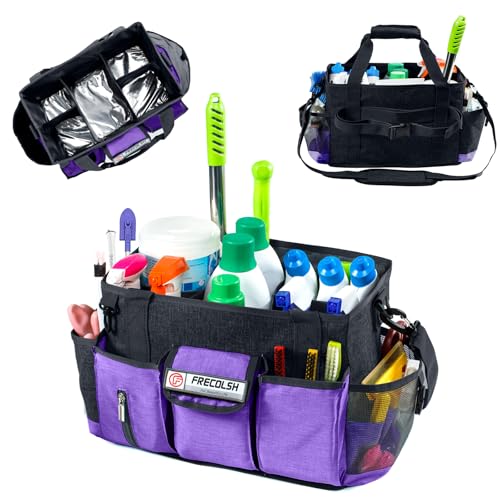 Cleaning Caddy for Cleaning Suppliers Organizer with Pockets for House Cleaning Essentials, Cleaning Organizer, Wearable Cleaing Bag Tote, Storage Caddy for Housekeeping - color: Purple, size: Medium