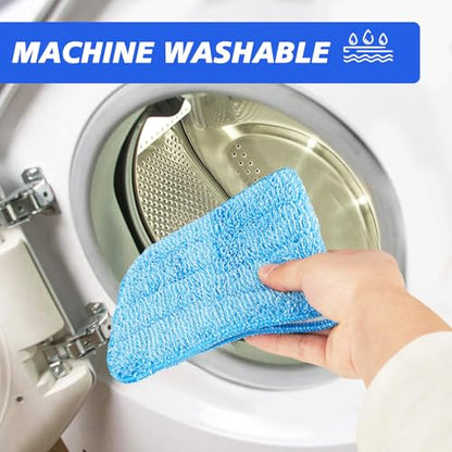 17.5" Professional Microfiber Floor Cleaning Mop, Flat Mop with Stainless Steel Handle, 2 Reusable Washable Pads, Wet and Dust Mopping for Hardwood, Vinyl, Laminate, Tile Cleaning (Blue)
