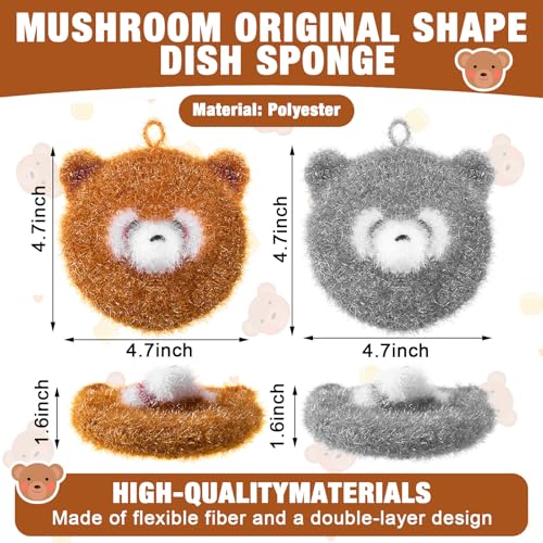Breling 6 Pieces Raccoon Shape Dish Sponge Dual Sided Non Scratch Dish Washing Scrubbers, Reusable Household Cleaning Kitchen Tools for Dishwashing Washing Dishes Cookware - style: Raccoon