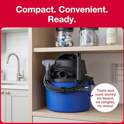Koblenz Wet Dry Vacuum Cleaner, 2 Gallon 2.0 PHP, 60 CFM, 10 ft Reach, Twist-N-Lock Hose, Small Shop Vac, Portable Shop Vac for Home Car Garage Workshop, Accessories Included, Blue/Black, WD-2L - size: 2 Gallon 2 HP