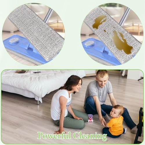 3 Pack Flat Mop Replacement Pad, 13" X 4.7" Microfiber Reusable Mop Pads Washable Mopping Pads Cleaning Mops Heads Cloth Replacement for Hardwood Floor Cleaning Wet Dry Use (White,Grey)