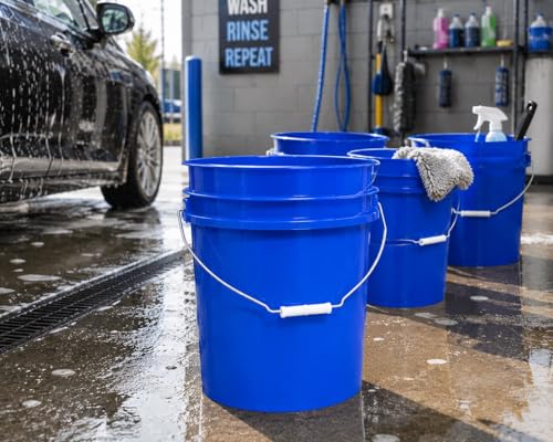 House Naturals 5 Gallon Premium HPDE Plastic Bucket - Made in USA Food Grade Storage Container, BPA Free All Purpose Pail (4, Blue) - color: Blue