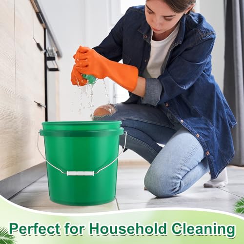 Tioncy 10 Pcs 2 Gallon Plastic Bucket with Lid Heavy Duty 2 Gallon Bucket Pail with Lid Handle for Storage Container Home Household Cleaning (Green) - color: Green