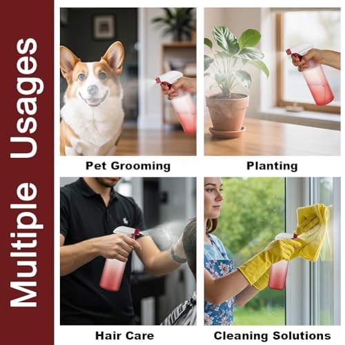Spray Bottles Plastic Spray Bottle for Hair Mist/Stream Heavy Duty Empty Spray Bottles for Cleaning Solutions, Plants, Cooking (16.9oz-Red) - color: 16.9oz-Red