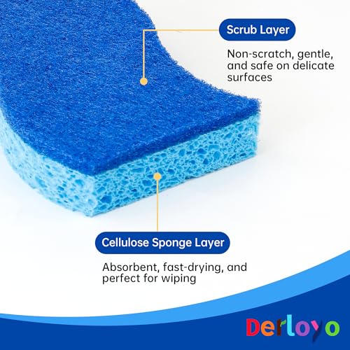 12 Count Non-Scratch Dish Sponges Kitchen, Long Lasting Cleaning Sponges for Dishes,Dual Sided Kitchen Sponges, Cleans Fast Without Scratching, Easy to Dry and Reusable-Blue - color: Blue-12