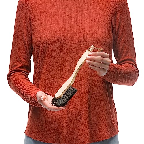 Redecker Dish Brush, Horsehair, Curved Handle – Wrap-Around Bristles for Corner Cleaning, Made in Germany - size: Single Unit, 10-1/2-Inches