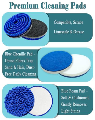 6-Pack Replacement Brush & Pads Compatible with Bissell Spinwave Steam Mop 20393, 3897A, 20399, 23159, 23157, 2124, 3712 - Includes 2 Nylon Brushes & 2 Foam Pads for Deep Cleaning - size: 6 Pcs Brushes Set