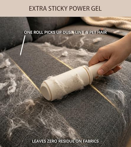 Reusable Lint Rollers Silicone Washable, Extra Sticky Pet Hair Remover Roller for Couch and Furniture, Dog & Cat Hair Remover for Clothes, Gel Roller with Cover (White)