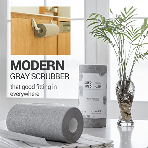 DEARCUS Gray One Day Scrubber - No Odor Dishcloths for Washing Utensils, Cookware, & Cooktop – Multipurpose Lint Free Cleaning Cloths for Kitchen Made of PP - for One Day Use, 2 Pack 120 Sheets - style: 2 Pack 120 Sheets
