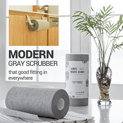 DEARCUS One Day Scrubber Disposable Dishcloth Sheets – Odor-Free Lint-Free Non-Scratch Melt-Blown PP Cleaning Cloths for Dishes, Cookware, Cooktop & Bathroom | Gray, 1 Pack 60 Sheets (~2 Month Supply) - style: 1 Pack 60 Sheets