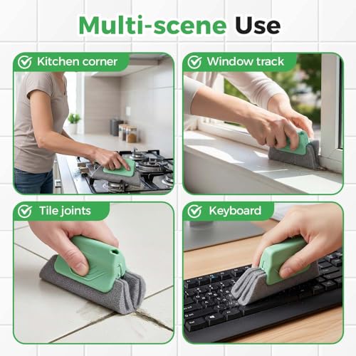 Magic Window Track Cleaner, 2026 New Window Groove Cleaning Brush Tools Set, Sliding Door Track Cleaner, Hand-held Window Track Cleaner Brushes Tools for Window lides Gaps (2, Green+Pink) - color: Green+pink