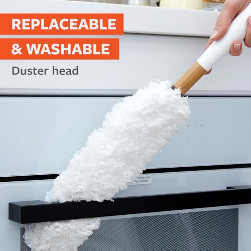 Full Circle Dust Whisperer Microfiber Duster - Machine Washable, For Ceiling Fans, Blinds, Furniture - White - color: White