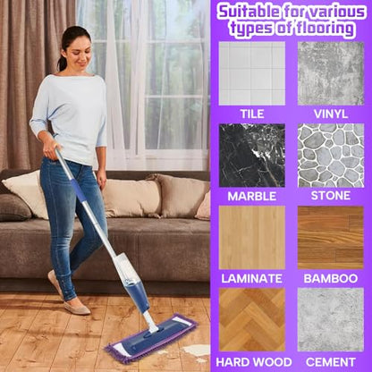 AmaVins 2 Pack Pet System Microfiber Sweeping Pad, Reusable Pet Replacement Mop Pad for Bona Mop & Multi-Surface Floors, 18 Inch Washable Cleaning & Dusting Pads, Attracts & Picks Up Pet Hair