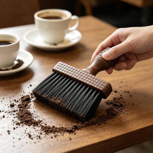Stiff Bristle Wooden Handle Cleaning Brush, Multi-Purpose Hand Brush for Coffee Grounds, Nail Dust, Neck Duster, Countertop & Keyboard