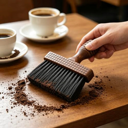 Stiff Bristle Wooden Handle Cleaning Brush, Multi-Purpose Hand Brush for Coffee Grounds, Nail Dust, Neck Duster, Countertop & Keyboard