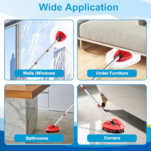 Mop Head Replacement for O Cedar, Spin Mop Replacement Head for Ocedar Easywring 1 Tank System, Mop Heads Includeds 6 Mop Replacement Heads, 1 Spin Scrub Brush & 1 Base, White - color: White