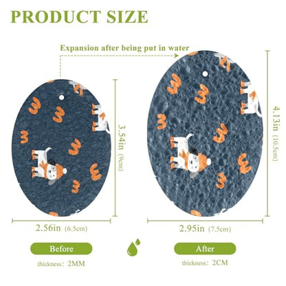 Fall Cute Dogs Dish Scrub Sponges Kitchen Non Scratch Reusable Compressed Cellulose Sponge Hanging for Household Cleaning Washing Dishes Pots and Pans 3 Pack - color: Pattern11