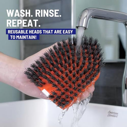 Moku Home Replacement Scrubber Refill for Moku Home Extendable Tub Tile Shower Scrubber for Cleaning Non-Scratch (1x Bristle Brush Red) - color: 1x Bristle Brush (Red)