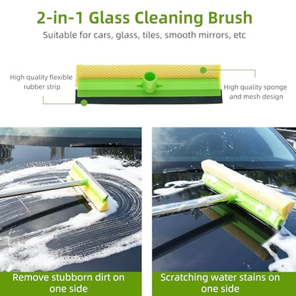 62" Car Wash Brush with Long Handle, Car Wash Kit Include Microfiber Cleaning Mop, Wheel Brush, Windshield Window Squeegee, Towel, Detail Brush, Storage Bag, for Cleaning Cars, RV, Truck, Boat - size: 15 Pack