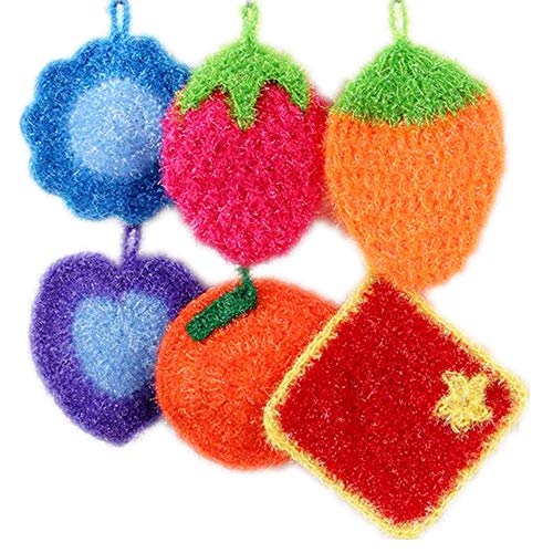 Bright Acrylic Fruit Watermelon Strawberry Flower Non-Scratch Net Cleaning Cloth Dish Scrubber Sponge for Dishwashing Set of 3