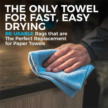 The Rag Company - All-Purpose Microfiber Terry Cleaning Towels - Commercial Grade, Highly Absorbent, Lint-Free, Streak-Free, Kitchens, Bathrooms, Offices, 300gsm, 14in x 14in, Royal Blue (12-Pack) - color: Royal Blue, size: 14in x 14in
