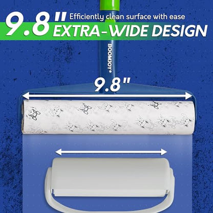 BOOMJOY Large Lint Rollers for Floor, 9.8 Inch Extra-Wide Lint Roller with 360 Sheets Total, Cat & Dog Pet Hair Remover for Home Floor Cleaning, Carpets, Cars, Clothing, Sofa