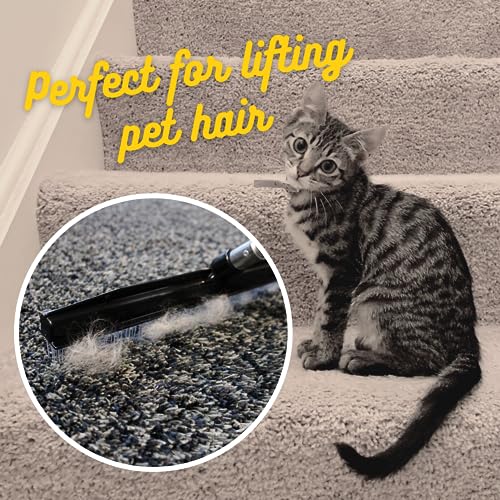 Room Groom Carpet Rake and Groomer with Wood 60" Handle, Sturdy Design, Carpet Brush Ideal for Pet Hair, Refreshing High Pile Carpets, Rugs, and Artificial Turf - style: Wood Handle