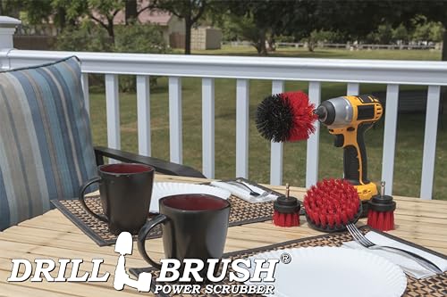 Outdoor Cleaning Supplies - Fountain and Patio Cleaning Brushes - Fire Pit - Scrub Brushes - Concrete Brush - Grout Cleaner - Granite Scrubbing Tool - Headstone Restoration Kit - Garden Statues Brush - color: Red
